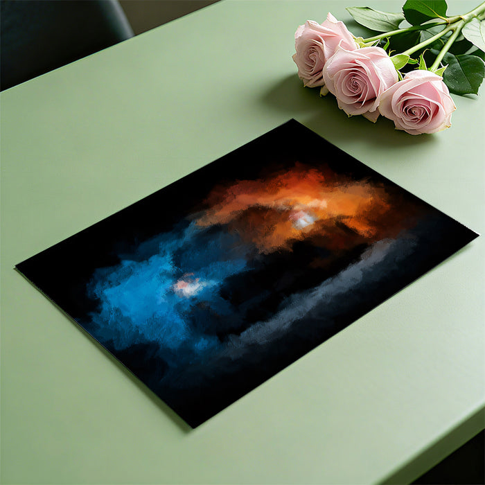 Abstract Headlight Clash Mural Wallpaper | Expressionist Oil Paint, Blue and Orange Contrast, Speed Focus