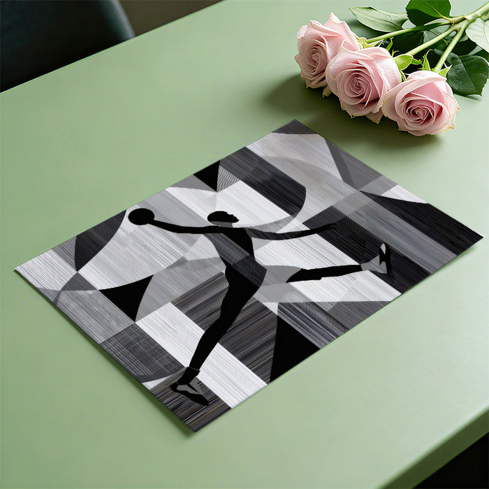 Abstract Basketball Geometric Mural Wallpaper | Black and White Contrast, Dynamic Silhouette, Pop Art Motif