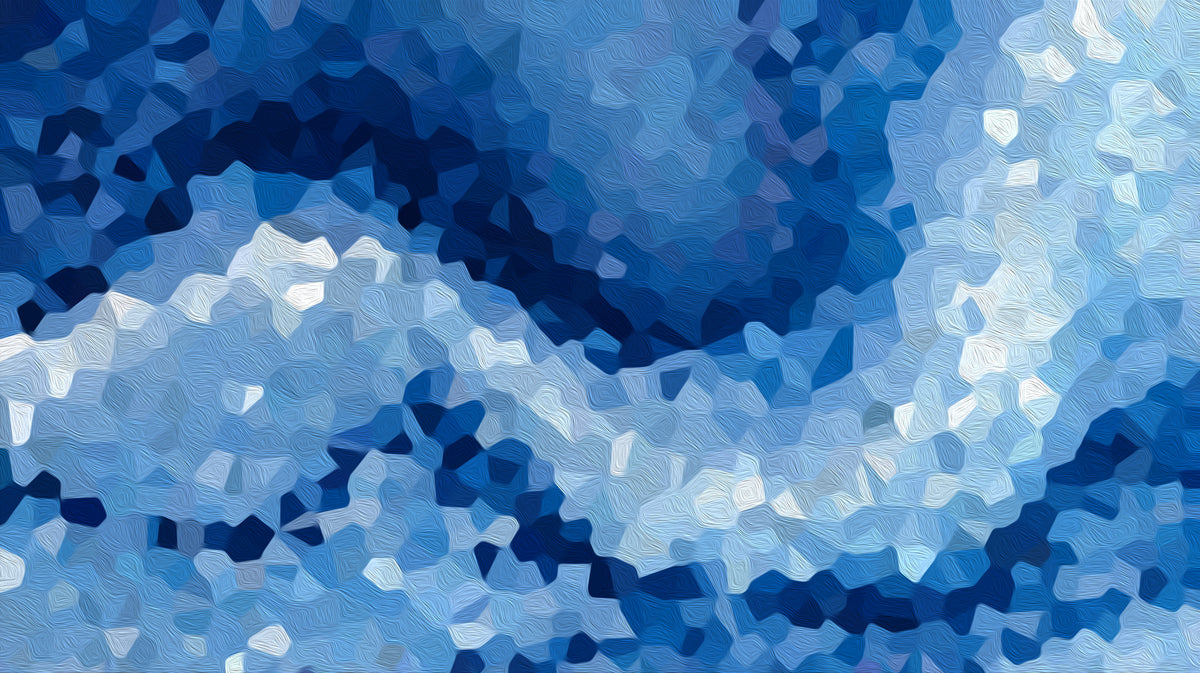 Abstract Blue Wave Mosaic Mural Wallpaper | Geometric Pattern, Expressionist Texture, Cool Water Tones