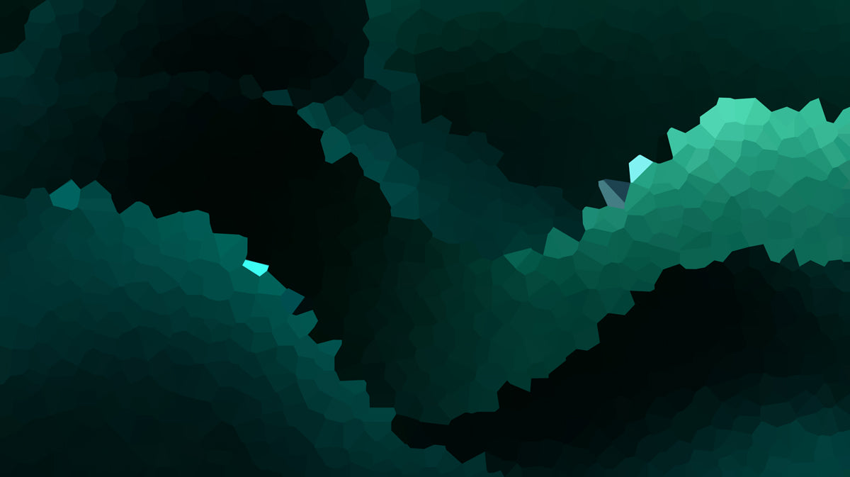 Abstract Dark Teal Mosaic Mural Wallpaper | Geometric Pattern, High Contrast, Deep Green and Blue Tones