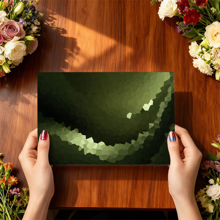 Abstract Olive Green Mosaic Mural Wallpaper | Geometric Pattern, Dark Monochrome, Earthy Texture