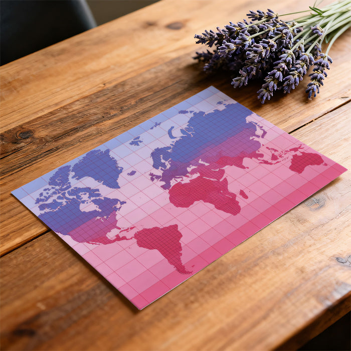 Global Temperature Gradient Map Mural Wallpaper | Blue and Pink Contrast, Minimalist Cartography, Data Visualization