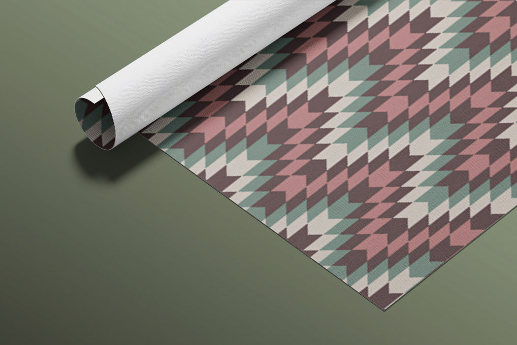 Geometric Chevron Knit Mural Wallpaper | Repeating Pattern, Teal and Maroon, Cozy Texture Motif