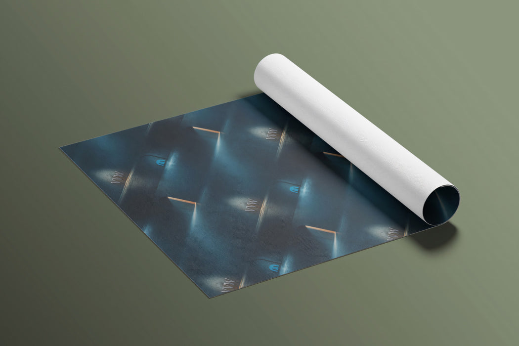 Abstract Blue Light Beam Repeat Mural Wallpaper | Symmetrical Pattern, Neon Glow, Futuristic Texture