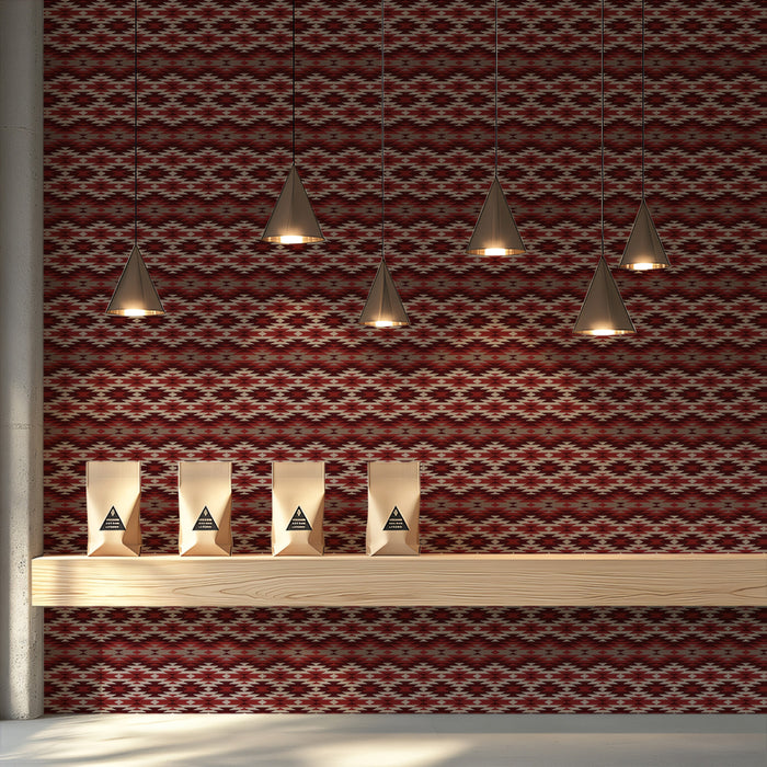 Festive Knit Border Pattern Mural Wallpaper | Repeating Print, Geometric Stars, Traditional Holiday Textile