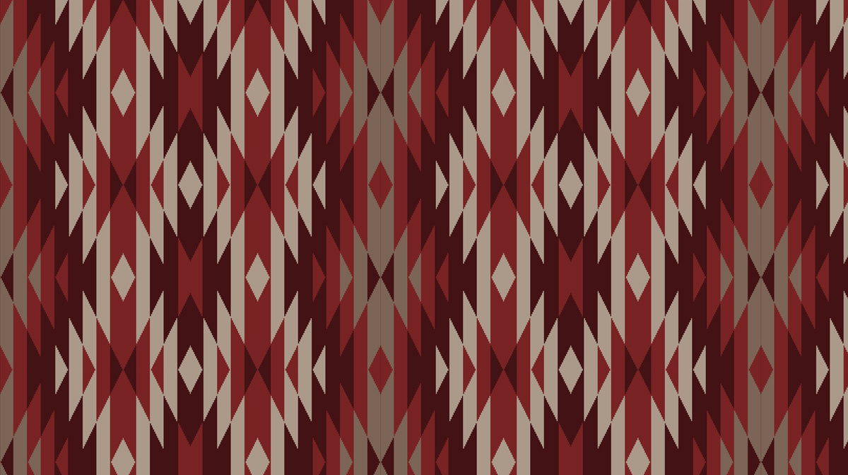 Southwest Geometric Repeat Mural Wallpaper | Earth Tones, Aztec Diamond Motif, Bold Chevron Pattern