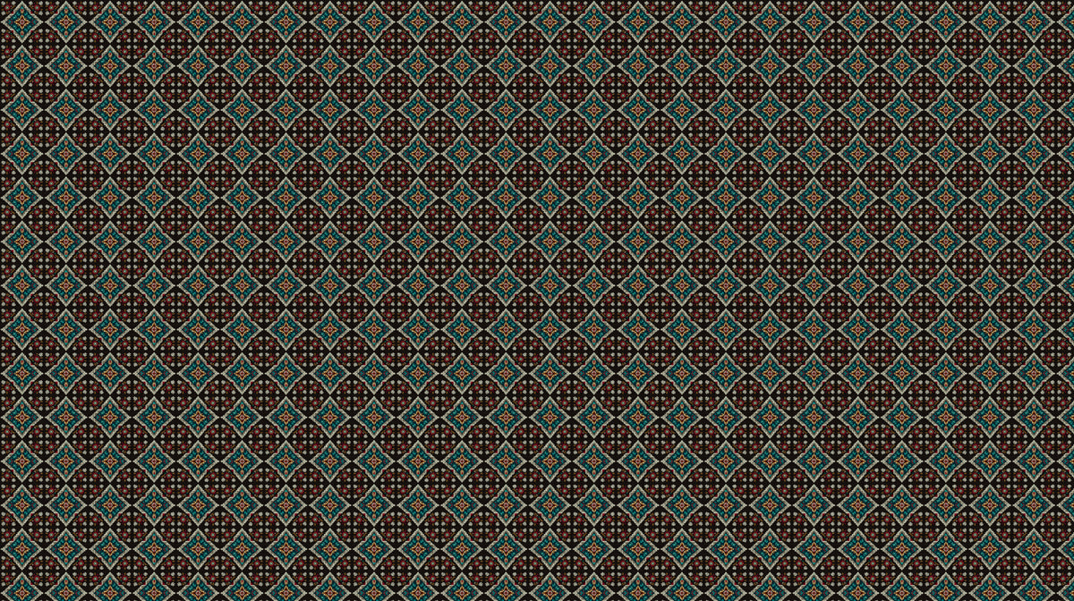Dark Moroccan Tile Repeat Mural Wallpaper | Repeating Print, Black Background, Intricate Geometric Motif