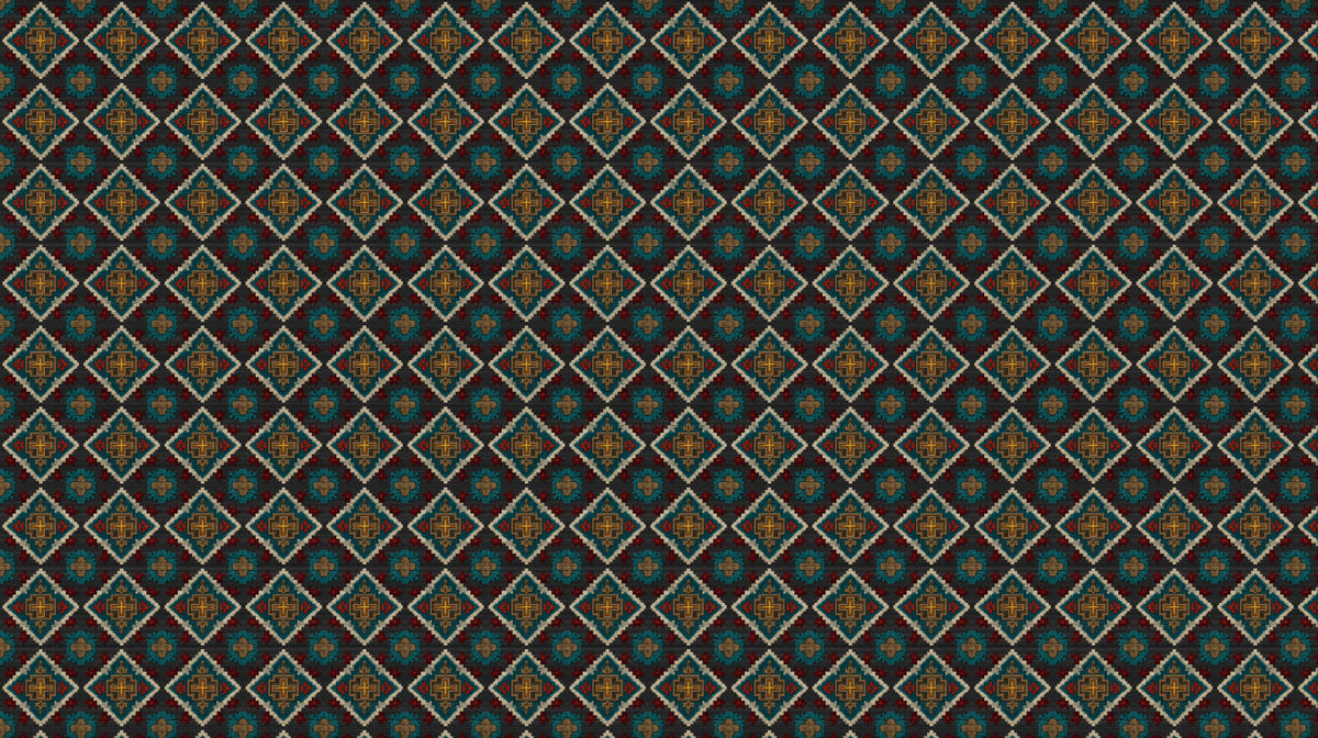 Intricate Micro Diamond Repeat Mural Wallpaper | Repeating Pattern, Dark Jewel Tones, Traditional Textile Texture