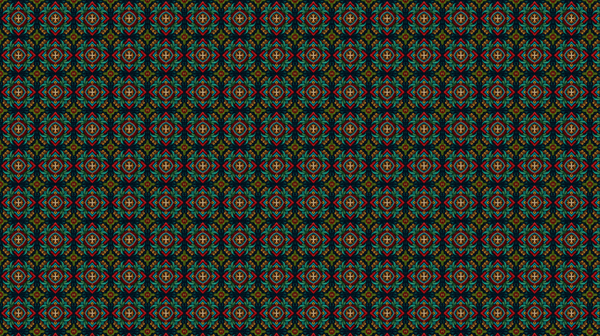 Micro Cross Floral Repeat Mural Wallpaper | Repeating Print, Dark Jewel Tones, Traditional Brocade Look