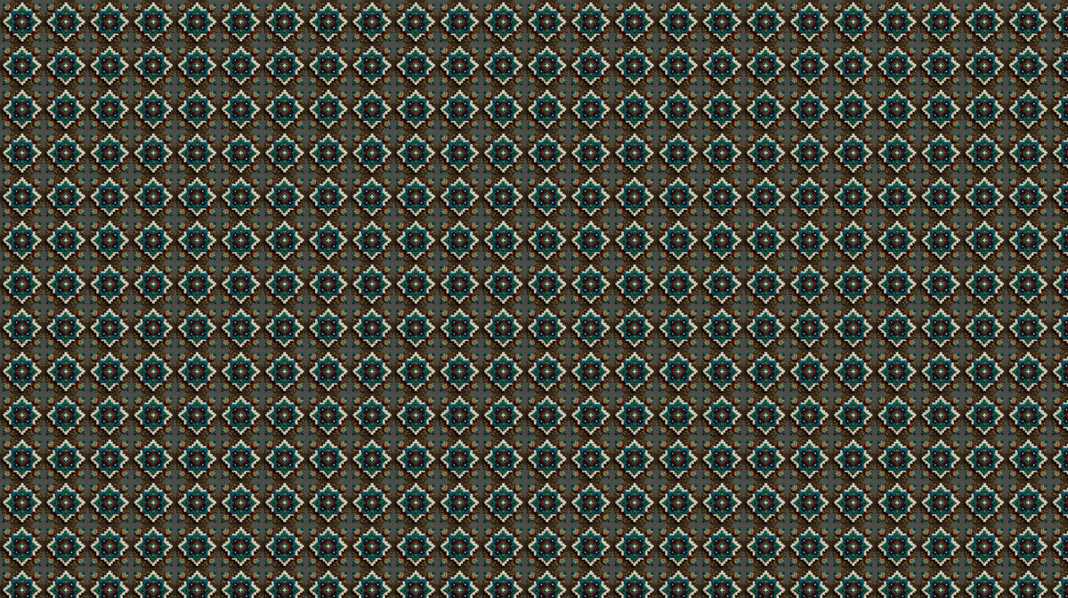 Micro Diamond Geometric Repeat Mural Wallpaper | Repeating Print, Dark Gray, Teal and Gold, Intricate Texture