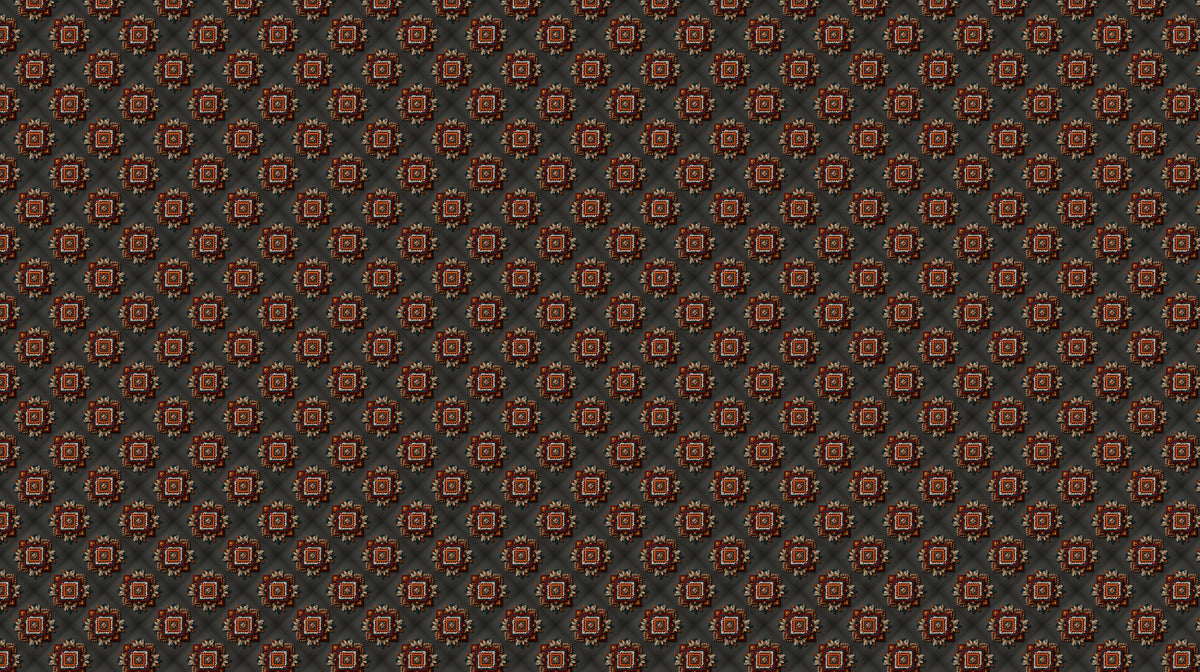 Micro Starburst Geometric Pattern Mural Wallpaper | Repeating Print, Dark Gray, Subtle Red and Gold Accents