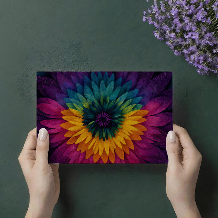 Psychedelic Floral Close-up Mural Wallpaper | High Texture, Neon Rainbow, Abstract Mandala Art