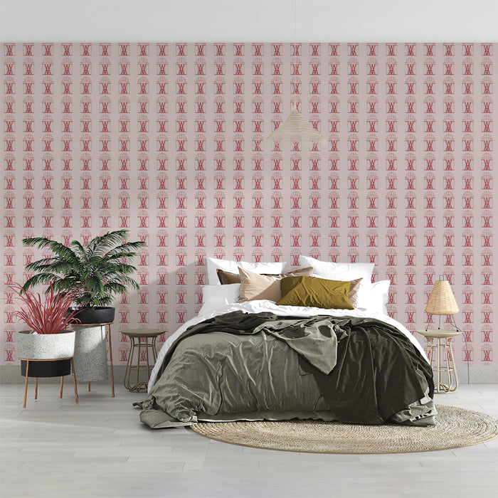 Minimalist Arch Repeat Mural Wallpaper | Repeating Print, Pale Pink Background, Elegant Architectural Motif