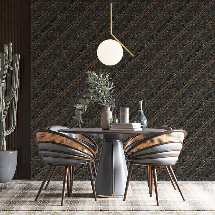 Micro Block Diagonal Repeat Mural Wallpaper | Repeating Print, Dark Earth Tones, Abstract Geometric Texture