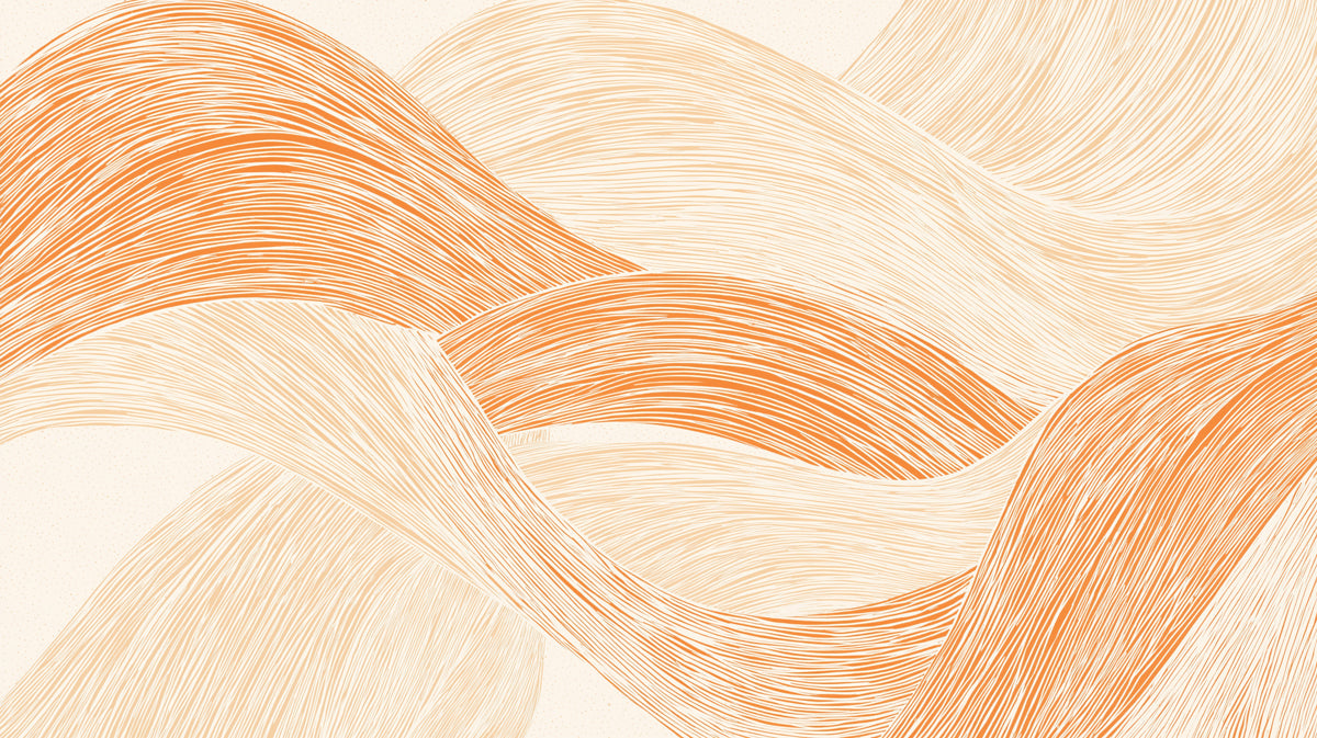 Abstract Rolling Hills Mural Wallpaper | Repeating Print, Orange and Cream, Fluid Line Art, Minimalist Landscape