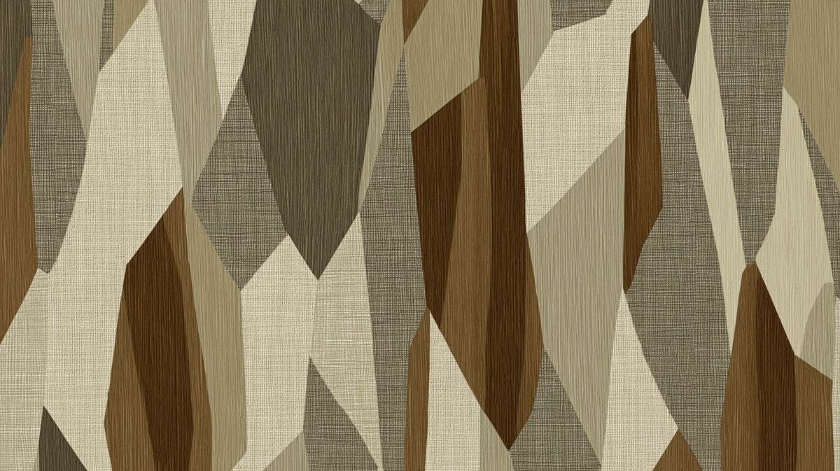 Abstract Geometric Fabric Patchwork Mural Wallpaper | Repeating Print, Earth Tones, Layered Textile Texture