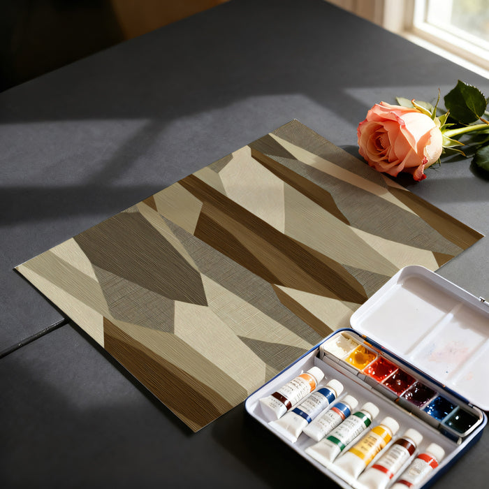 Abstract Geometric Fabric Patchwork Mural Wallpaper | Repeating Print, Earth Tones, Layered Textile Texture