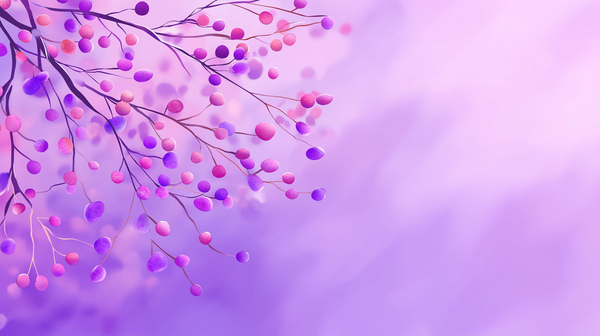 Soft Purple Floral Silhouette Watercolor Wash Mural Wallpaper | Violet Pink Minimalist Botanical