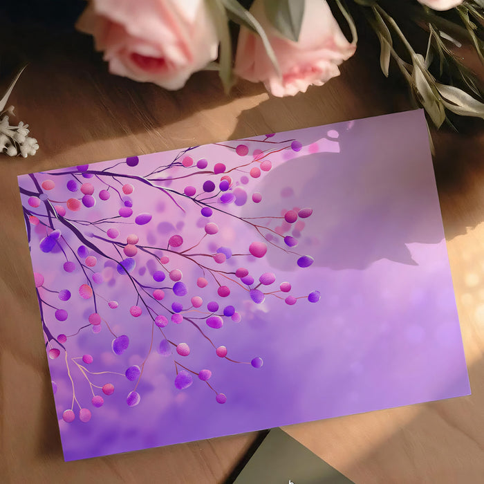 Soft Purple Floral Silhouette Watercolor Wash Mural Wallpaper | Violet Pink Minimalist Botanical