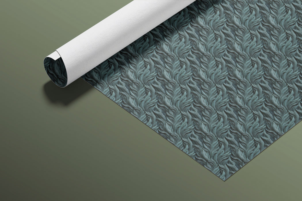 Micro Leaf Dark Teal Dense Foliage Subtle Monochrome Texture Repeating Print Mural Wallpaper