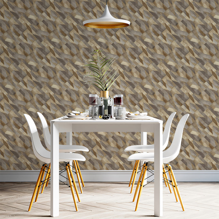 Micro-Geometric Prism Dense Abstract Texture Repeating Print Mural Wallpaper | Warm Neutral Tones