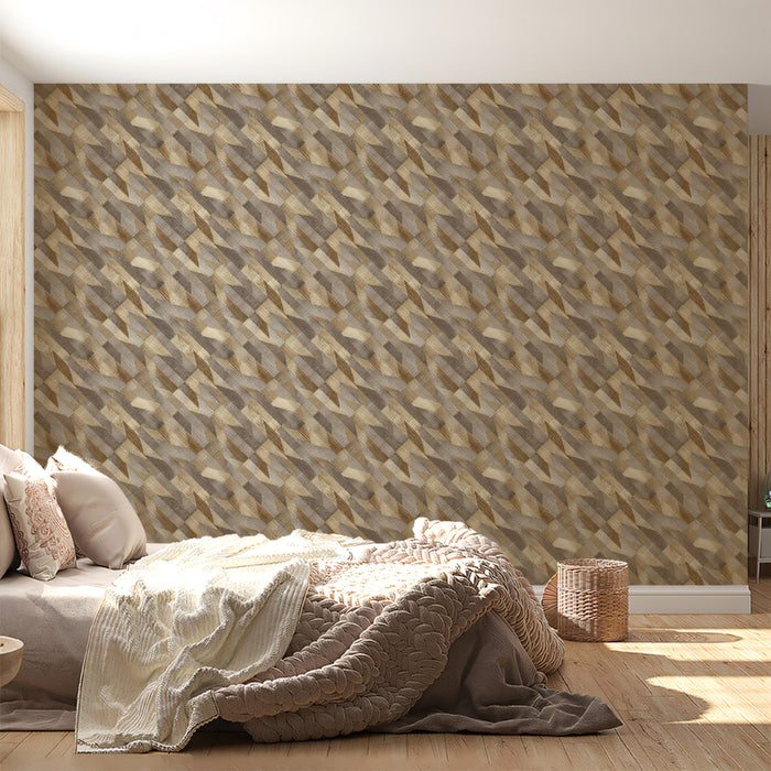 Micro-Geometric Prism Dense Abstract Texture Repeating Print Mural Wallpaper | Warm Neutral Tones