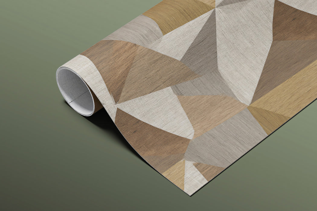 Interlocking Wood Grain Geometric Subtle 3D Cubes Repeating Print Mural Wallpaper | Earth Tones