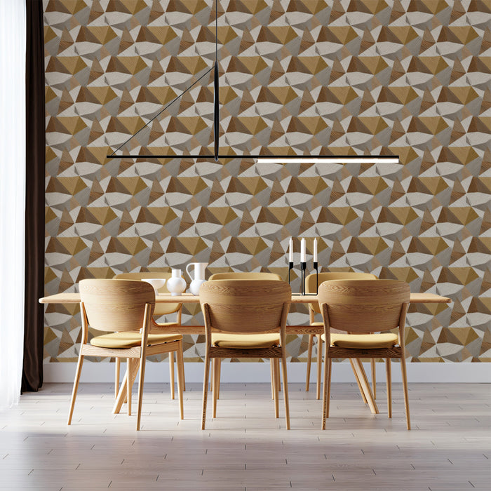Abstract Diamond Geometric Subtle 3D Fold Texture Repeating Print Mural Wallpaper | Earth Tones