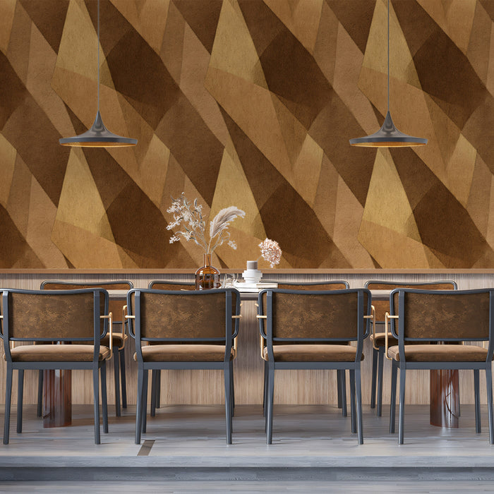 Abstract Angled Segment Dynamic Interlocking Design Repeating Print Mural Wallpaper | Earth Tones Modern