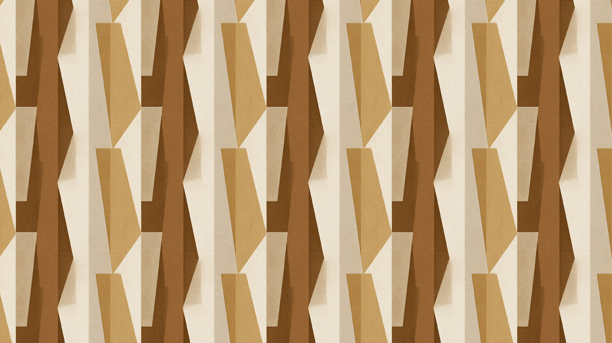 Vertical Geometric Column Sculptural 3D Effect Repeating Print Mural Wallpaper | Warm Neutrals Elegant