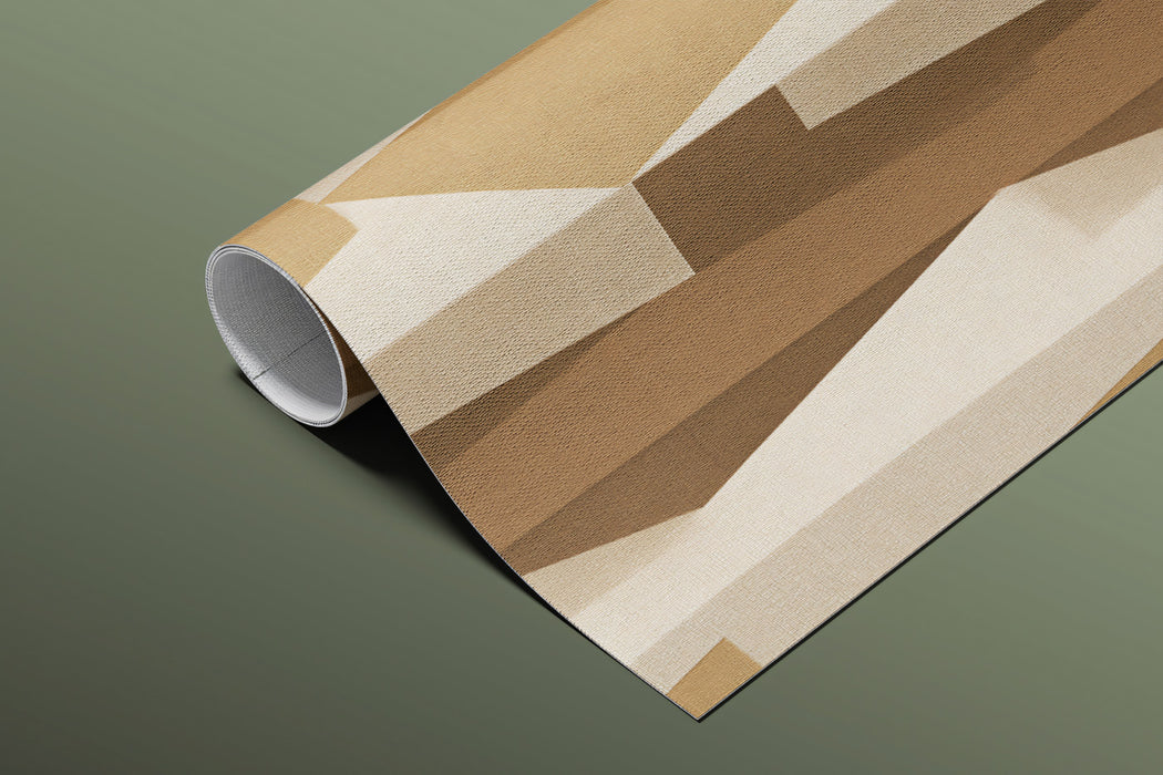 Vertical Geometric Column Sculptural 3D Effect Repeating Print Mural Wallpaper | Warm Neutrals Elegant