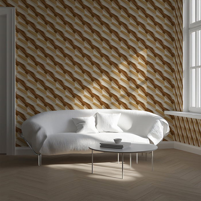 Fine Diagonal Weave Micro-Geometric Texture Repeating Print Mural Wallpaper | Subtle Earth Tones Minimalist