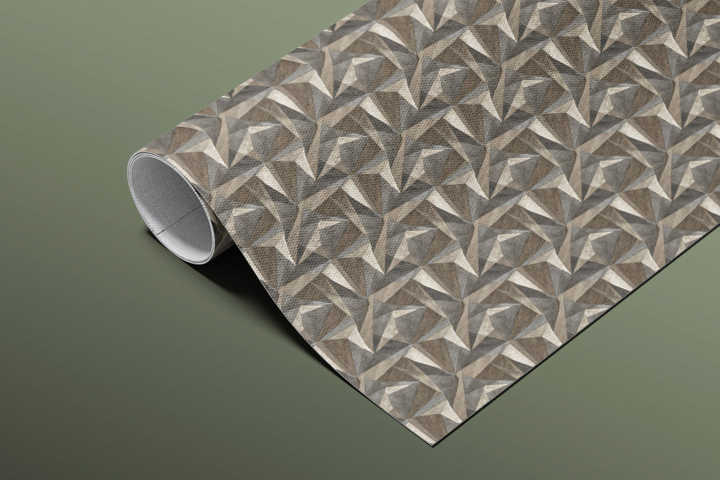 Dense Micro-Geometric Tile Fine Textured Rows Repeating Print Mural Wallpaper | Warm Greys Browns, Tailored Elegance