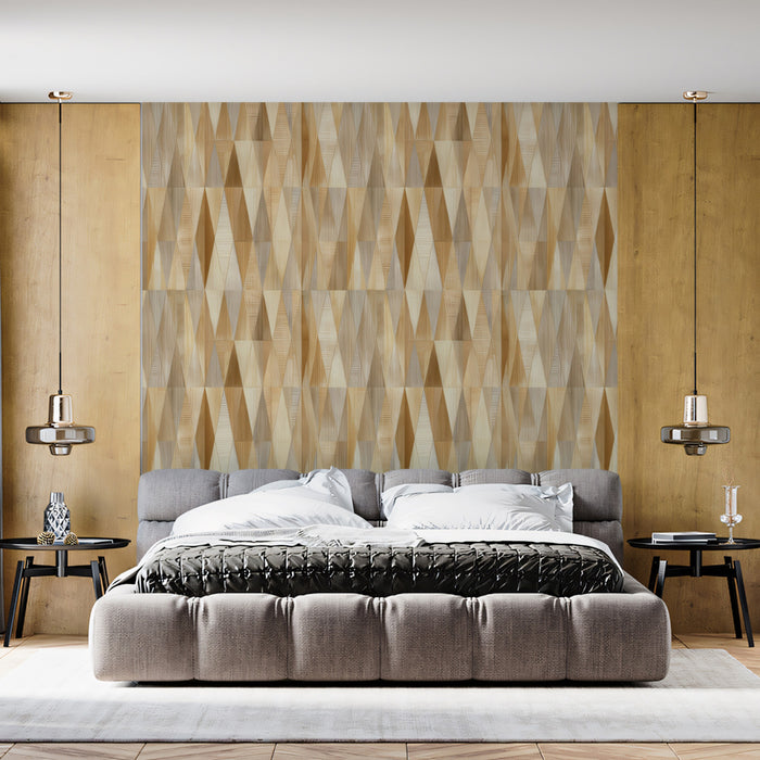 Wood Grain Diamond Weave Subtle 3D Texture Repeating Print Mural Wallpaper | Light Wood Tones, Scandinavian Style