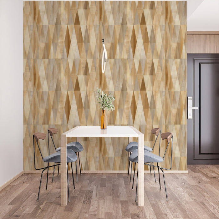 Wood Grain Diamond Weave Subtle 3D Texture Repeating Print Mural Wallpaper | Light Wood Tones, Scandinavian Style
