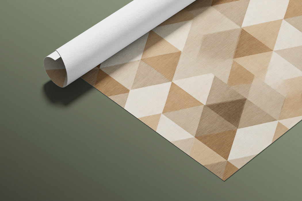 Neutral Hexagonal Grid Interlocking Triangle Mosaic Repeating Print Mural Wallpaper | Earth Tones, Soft Texture