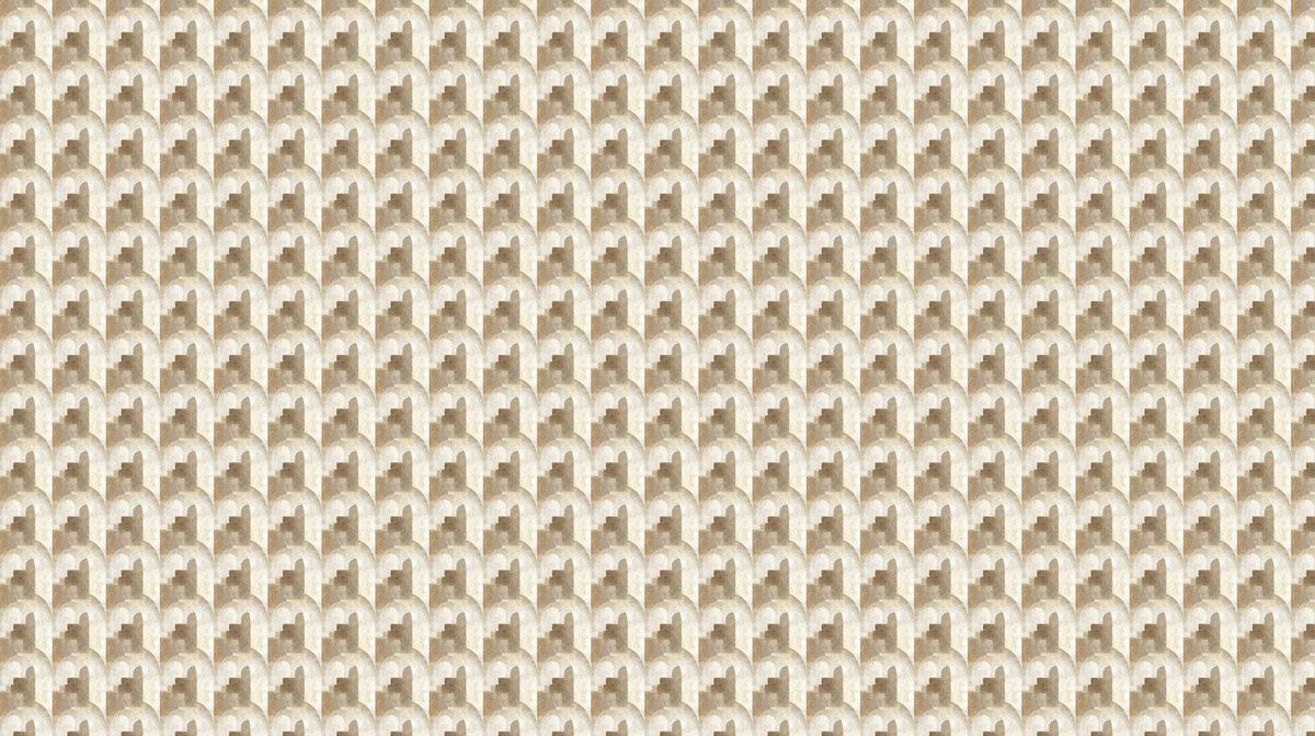 Fine Geometric Interlocking Square Mosaic Micro-3D Texture Repeating Print Mural Wallpaper | Warm Beige Tones