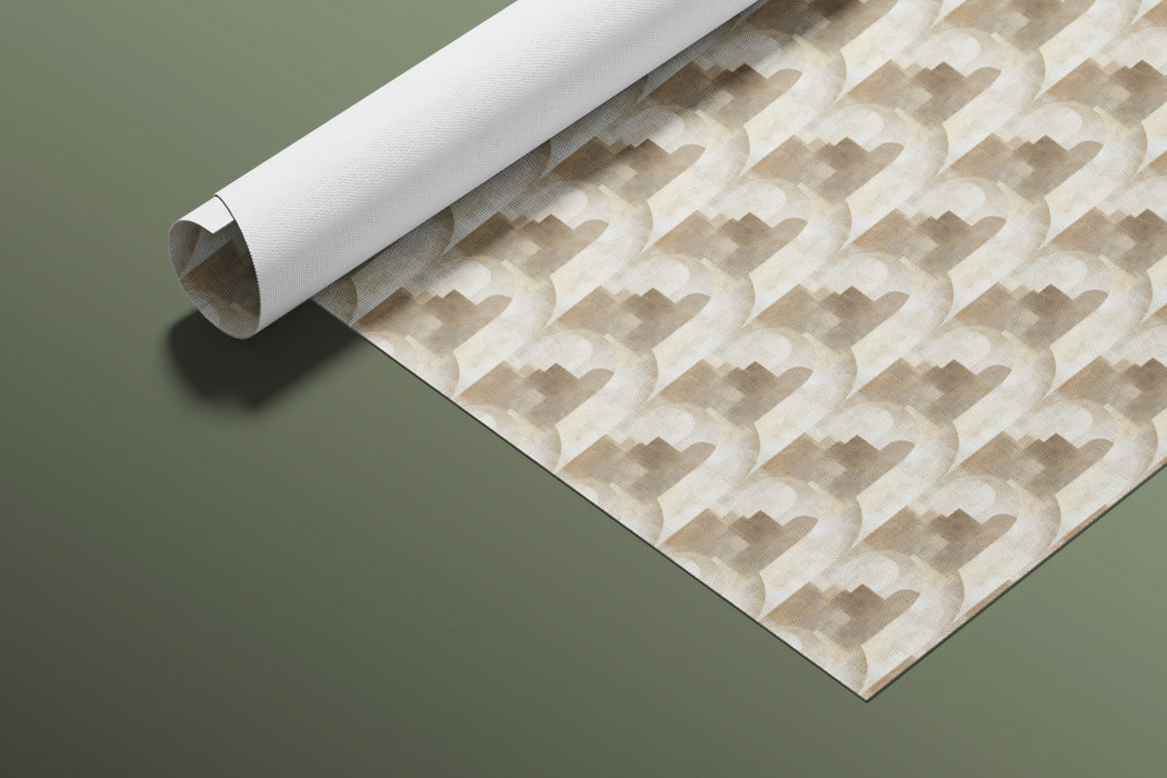 Fine Geometric Interlocking Square Mosaic Micro-3D Texture Repeating Print Mural Wallpaper | Warm Beige Tones