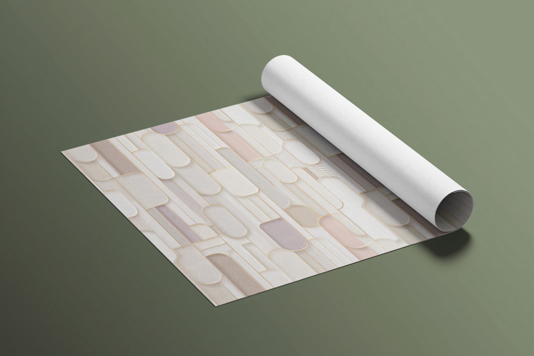 Layered Capsule Geometric Pastel Tones Repeating Print Mural Wallpaper | Soft Modern Design, Dusty Pink