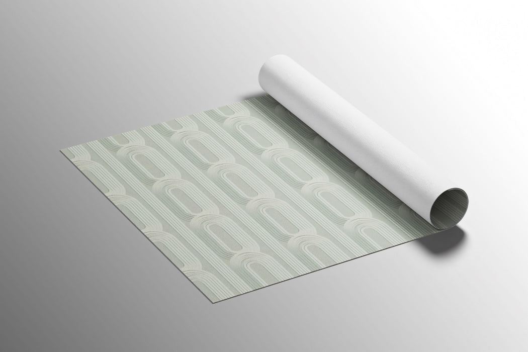 Sculptural Ovoid Column Pale Sage Green High-Relief Monochromatic Texture Repeating Print Mural Wallpaper