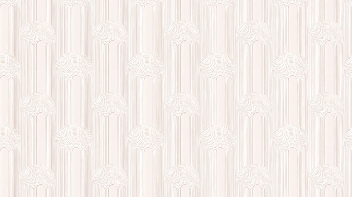 Arched Fluted Monochromatic High-Relief Curved Geometry Repeating Print Mural Wallpaper | Pale Neutral Elegance