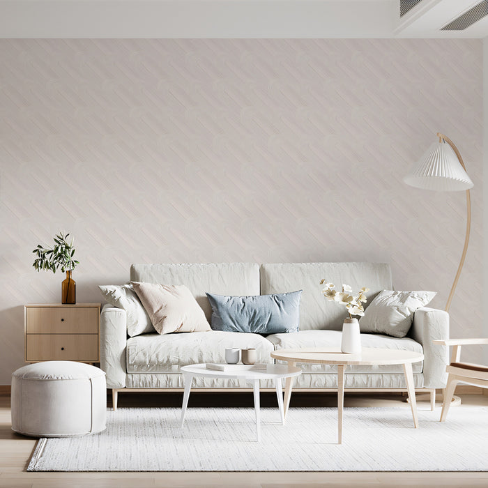 Subtle Diagonal Flute Texture Minimalist Pale Neutral Repeating Print Mural Wallpaper | Fine Geometric Detail, Tranquil