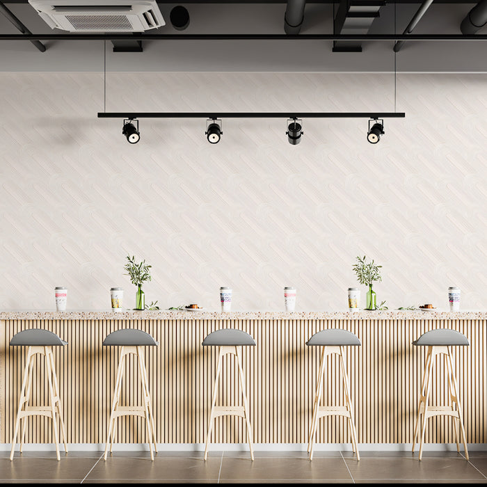 Subtle Diagonal Flute Texture Minimalist Pale Neutral Repeating Print Mural Wallpaper | Fine Geometric Detail, Tranquil