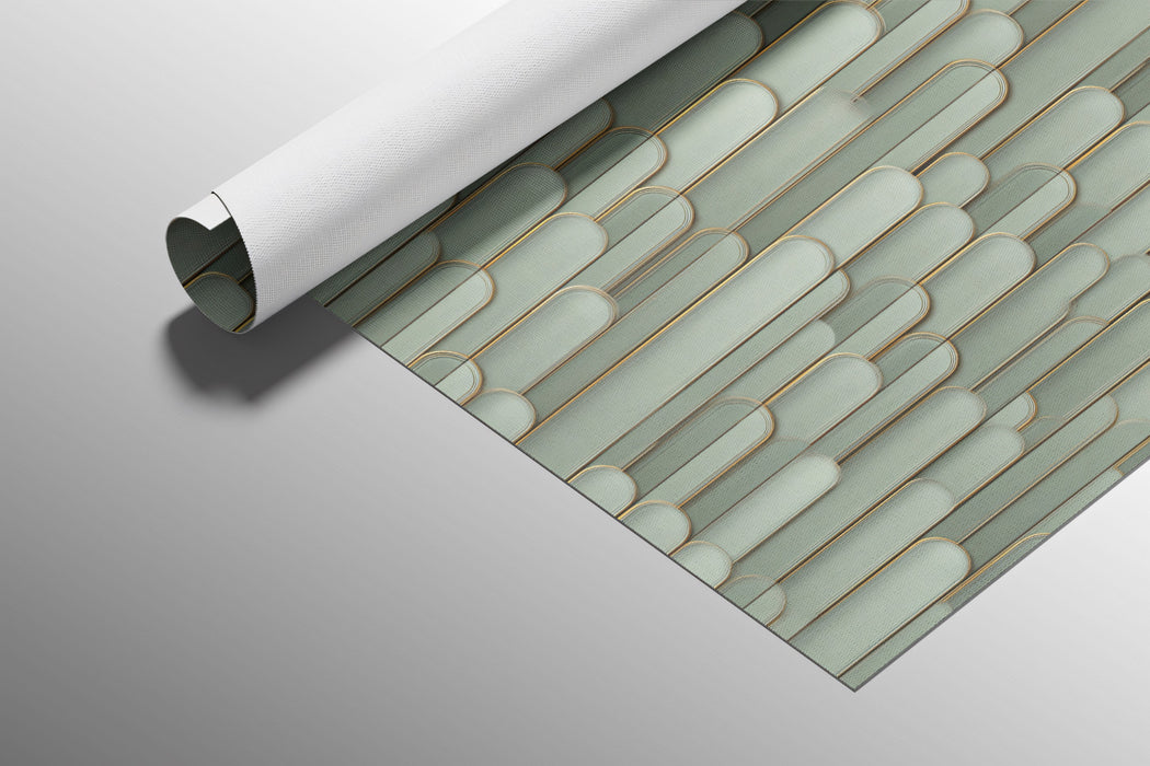 Abstract Vertical Capsule 3D High-Density Relief Repeating Print Mural Wallpaper | Pale Sage Green, Design-Forward