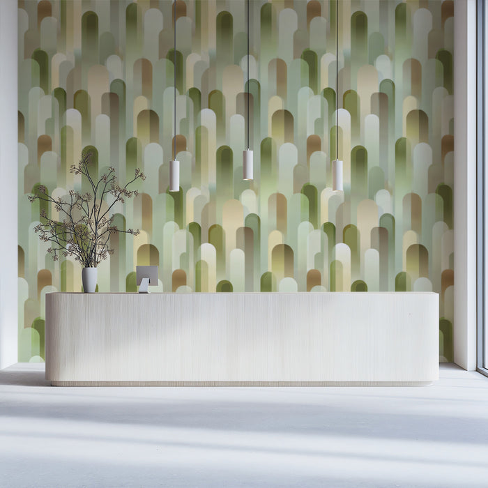Gradient Organic Capsule Earthy Neutrals Overlapping Textured Shapes Repeating Print Mural Wallpaper