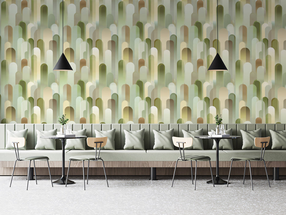Gradient Organic Capsule Earthy Neutrals Overlapping Textured Shapes Repeating Print Mural Wallpaper
