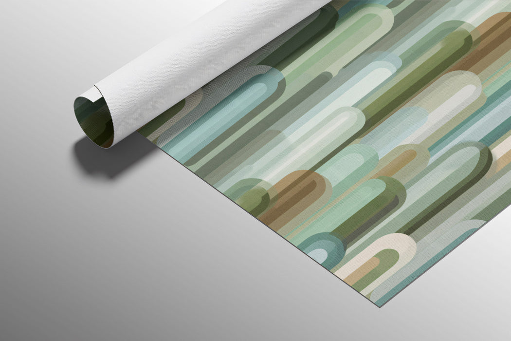 Cool-Toned Capsule Cluster Vertical Geometry Retro Green Teal Palette Repeating Print Mural Wallpaper