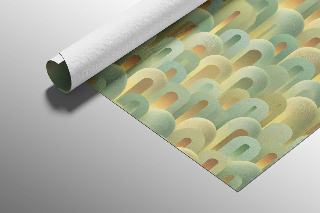 Abstract Earthy Arch Cluster Soft Green Gold Tones Rounded 3D Texture Repeating Print Mural Wallpaper