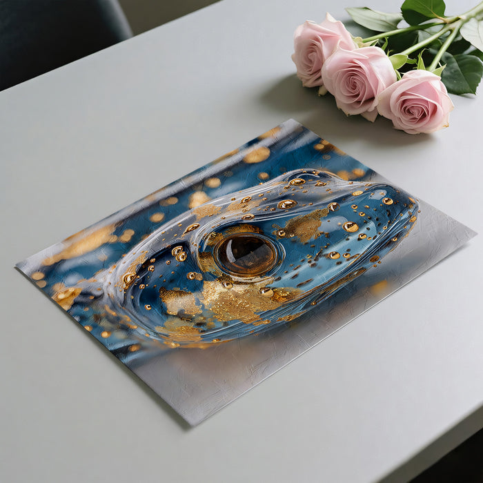 Glass and Gold Snake Head Portrait Liquid Metallic Texture Digital Painting Mural Wallpaper | Luxury Art