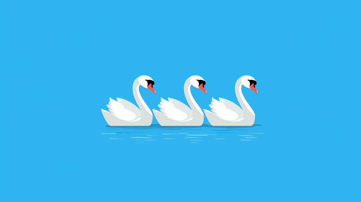 Minimalist Vector Swans Mural Wallpaper | Flat Design Blue